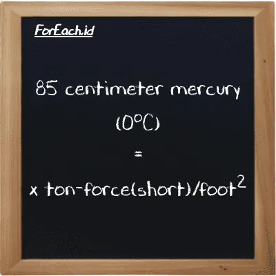 Example centimeter mercury (0<sup>o</sup>C) to ton-force(short)/foot<sup>2</sup> conversion (85 cmHg to tf/ft<sup>2</sup>)
